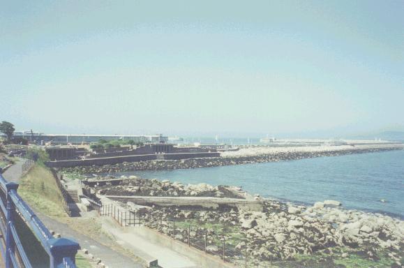 back of Dún Laoghaire pier; on the left, a part of the Crock's Garden