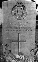 John Condon's grave, at the Poelkapelle British Cemetery in Belgium: may the earth lie gently upon him